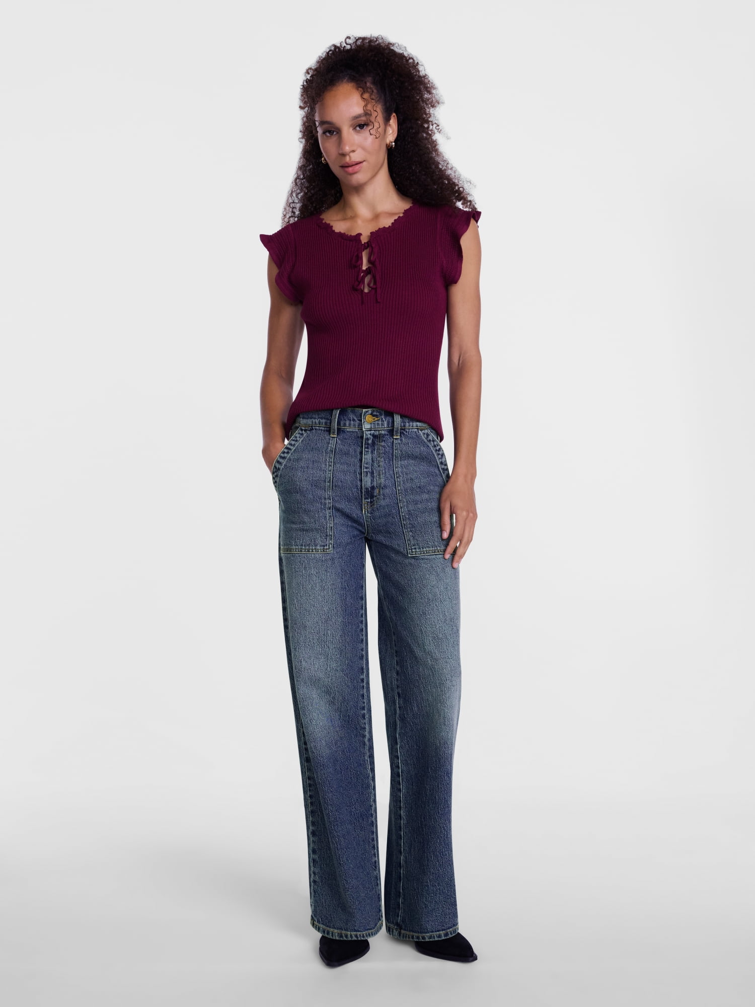 Scenario Women's High Rise Utility Jeans, 31" Regular and 29" Short Inseam, Sizes 0-20