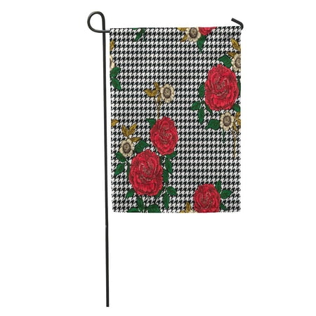 SIDONKU Flower Floral Plaid Abstract Accent Arrangement Beauty Bloom Blossom Botanical Garden Flag Decorative Flag House Banner 12x18 inch