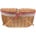 thumbnail image 2 of Cesta de picnic con asas y tapa Cesta de mimbre tejida Cesta de almacenamiento rústica, 2 of 7