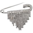 thumbnail image 1 of Fashionable Rhinestone Brooch Creative Triangle Rhinestone Tassel Brooch Business Suit Brooch, 1 of 3