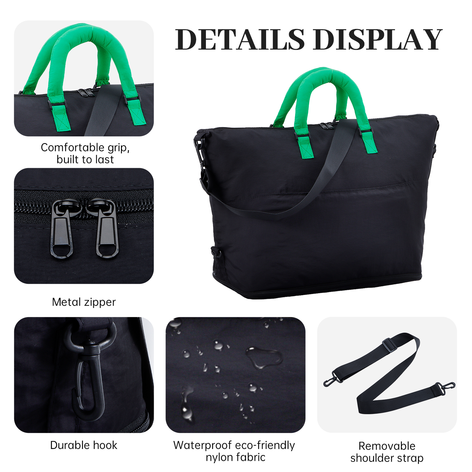 URSOFINE Travel Duffle Bag, Large Capacity Expandable Weekender Bag with Luggage Sleeve, Waterproof Nylon Overnight Bag for Women Men, Gym Bag Hospital Bag with Laptop Pocket