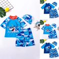 thumbnail image 5 of Tkrady Boys Swimsuit Summer Cute Cartoon Pattern Quick Drying Short Sleeve Sunscreen Swimsuit Swim Trunks Cap 3 Piece Set, Sizes 1-9 Years, 5 of 5