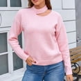 thumbnail image 4 of Smupbvky Mock Neck Sweater for Women Front Cuts Drop Shoulder Pullover Trendy Winter Cute Cuffed Long Sleeve Tops (XL, Pink), 4 of 8