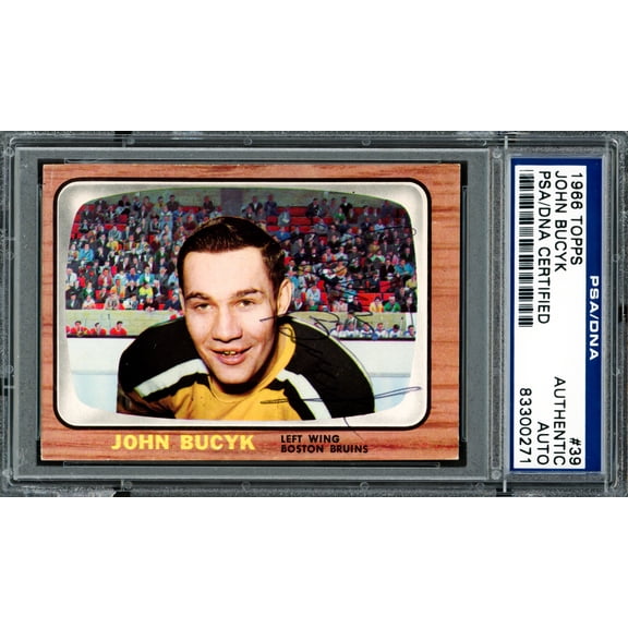 Johnny Bucyk Autographed 1966-67 Topps Card #39 Boston Bruins PSA/DNA #83300271