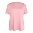 thumbnail image 4 of Lixiuxyad Women'S T-Shirts Basic T Shirts For Women Short Sleeve Casual Summer Tops Trendy Solid Loose Fit Tshirt,Pink XXL, 4 of 6