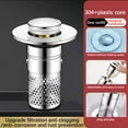 thumbnail image 4 of Sltwyw Press Type Stainless Steel Sink Strainer - Pop-Up Drain Filter Basket with Anti-Clog Mesh, Basin Bounce Core, 4 of 9