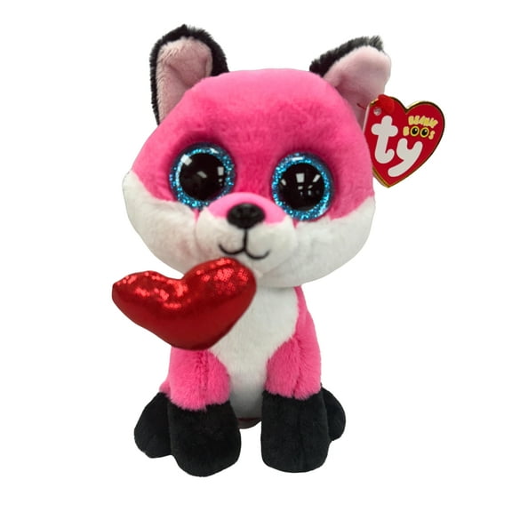 Ty Beanie Boos - Parfait the Valentine's Day Fox  – Glitter Eyes  - Stuffed Animal
