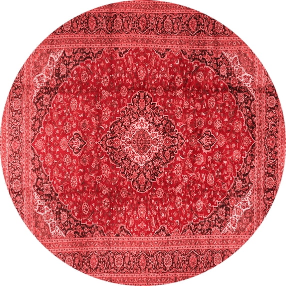 Ahgly Company Indoor Round Medallion Red Traditional Area Rugs, 3' Round