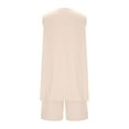 thumbnail image 3 of Fmbrln Womens Summer 2 Piece Sets Casual Solid Color Crew Neck Sleeveless Side Slit Tank Tops and Shorts Sets Lounge Sets Beige M, 3 of 5