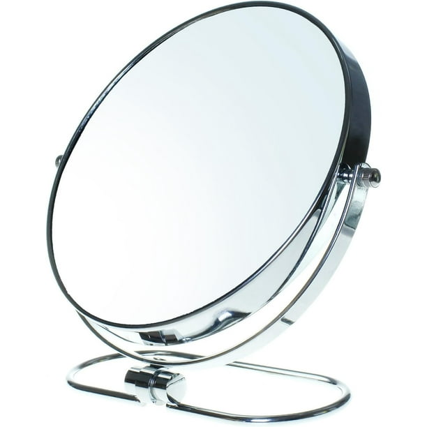 Espejo cosmético para tratamientos de belleza de precisión, espejo de pie ideal con aumento X3, diseño plegable y cromado, ángulo ajustable con articulación giratoria para uso en dormitorio o baño,