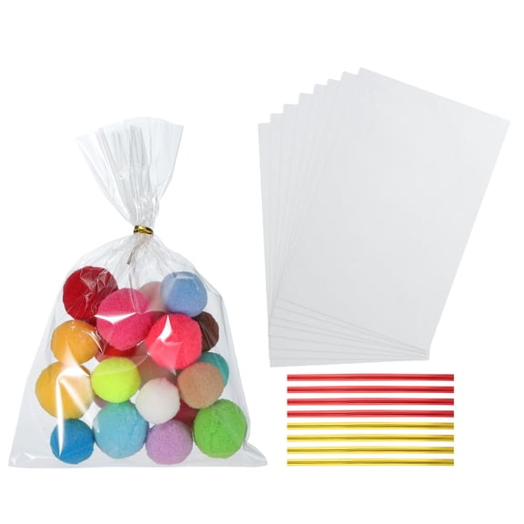 Uxcell 200 Pcs Treat Bags 3x5" Candy Gift Bags with Twist Ties Clear