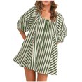thumbnail image 2 of Bzhegqhd Woman Fashion Print Round Neck Drawstring Short Sleeve Pockets Jumpsuit, 2 of 7