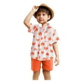 thumbnail image 3 of Huesdet Baby Boy Clothes Cow Print Short Sleeve Button Up Shirt Lapel Neck T-Shirt Toddler Cowboy Summer Tops(Orange,12-18 Months), 3 of 5