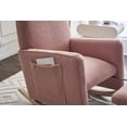 thumbnail image 3 of Rocking Chair Nursery Glider Chair with Adjustable FootRest, Nursery Rocking Chairs with Wood Legs Side Pocket, Teddy High Back Nursing Chair, for Living Room, Bedroom, Cozy Reading, Pink, 3 of 9