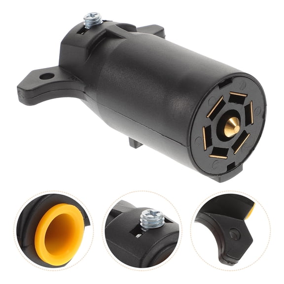 Pawsdot 7 Way Trailer Plug Adapter for Rv and Car Trailer Black Material