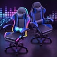 thumbnail image 4 of Snoonwee RGB gaming chair, ergonomic chair; high-back PC chair with footrest and built-in speakers | lumbar support and headrest/Blue, 4 of 8