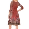 thumbnail image 5 of Women's Cocktail Dress Evening Dress 3/4 Sleeve Floral Print Vintage Wedding Guest Dress for Party Banquet Spring Fall,Red,S, 5 of 6