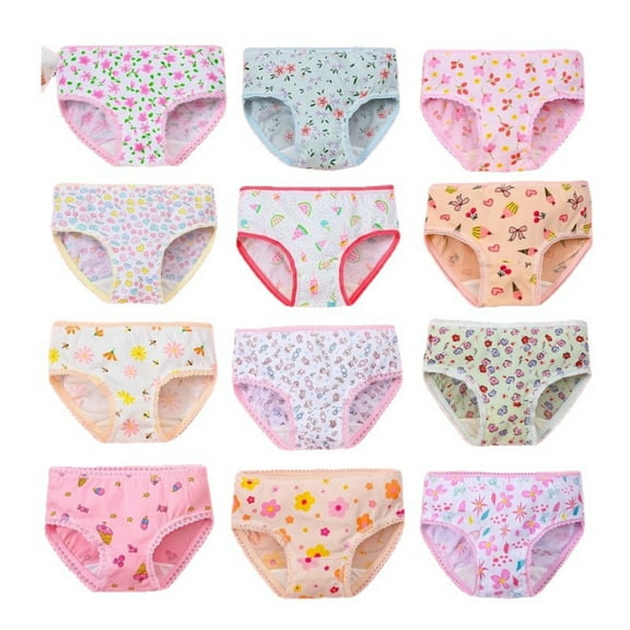 Emy Dola Girls and Toddler Underwear, Cotton Knit Tagless Brief, Hipster, and Bikini Panties, 12 packs in Random Color