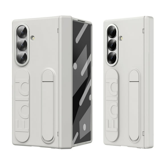 TECH CIRCLE for Samsung Galaxy Z Fold 6 Hybrid Case with Wrist Strap, All-Inclusive Hand Strap Case with Kickstand Hinge Protection Screen Protector Full Body Shockproof Protective Cover,White