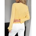 thumbnail image 6 of Womens Button Down Cardigan Sweaters Light-Weight Long Sleeve Crew Neck Summer Knit Open Front Tops Yellow M, 6 of 7