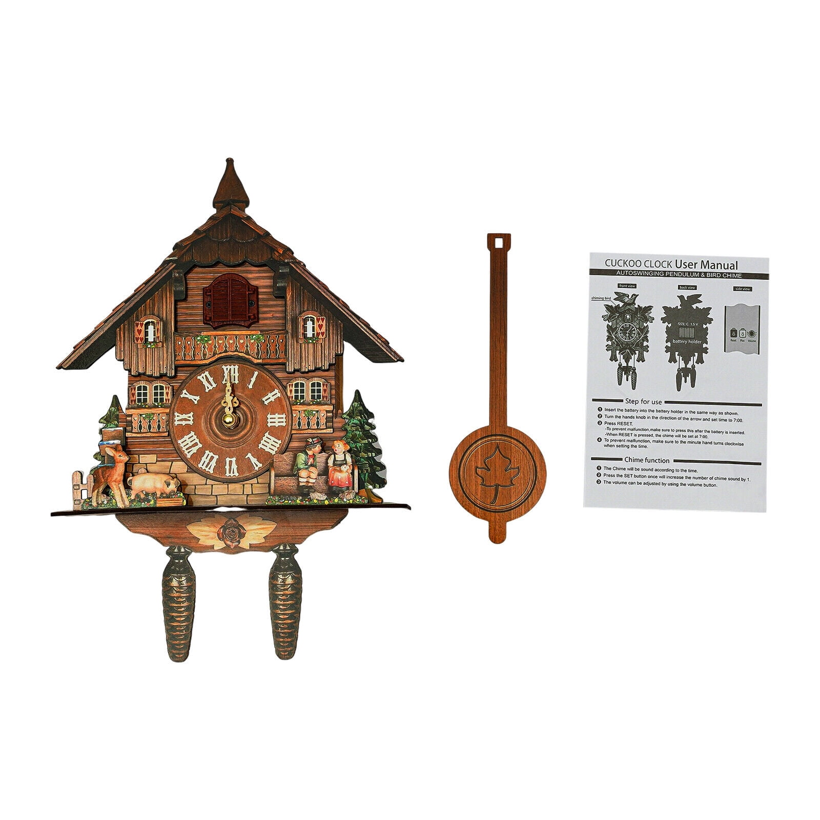 TFCFL Hanging Clock Wall Clock Vintage Traditional Coo Coo Clock Style Pendulum Clock Home Decor