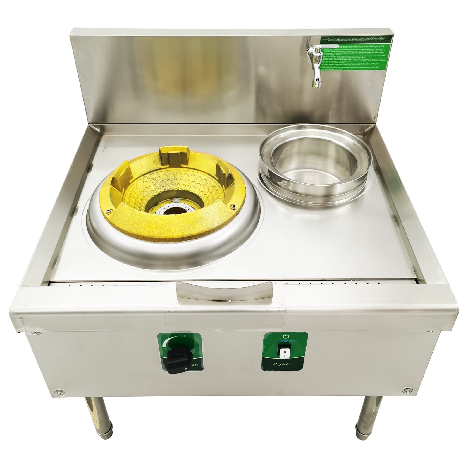 15.4" LPG and Natural Gas Chamber Single Burner Open Style Commercial Gas Wok Gas Stove With Baffle and Water Basin