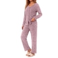 thumbnail image 3 of Weekease Two Piece Pajama Sets for Women V Neck Button up Tops Drawstring Pants Casual Lounge Set with Pockets, 3 of 8
