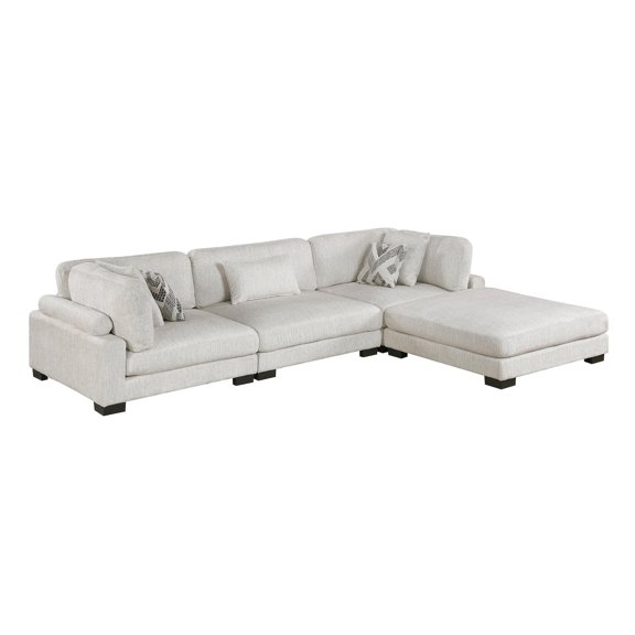 Lexicon Corydon Microfiber 4-Piece Modular Sectional with Ottoman in Beige