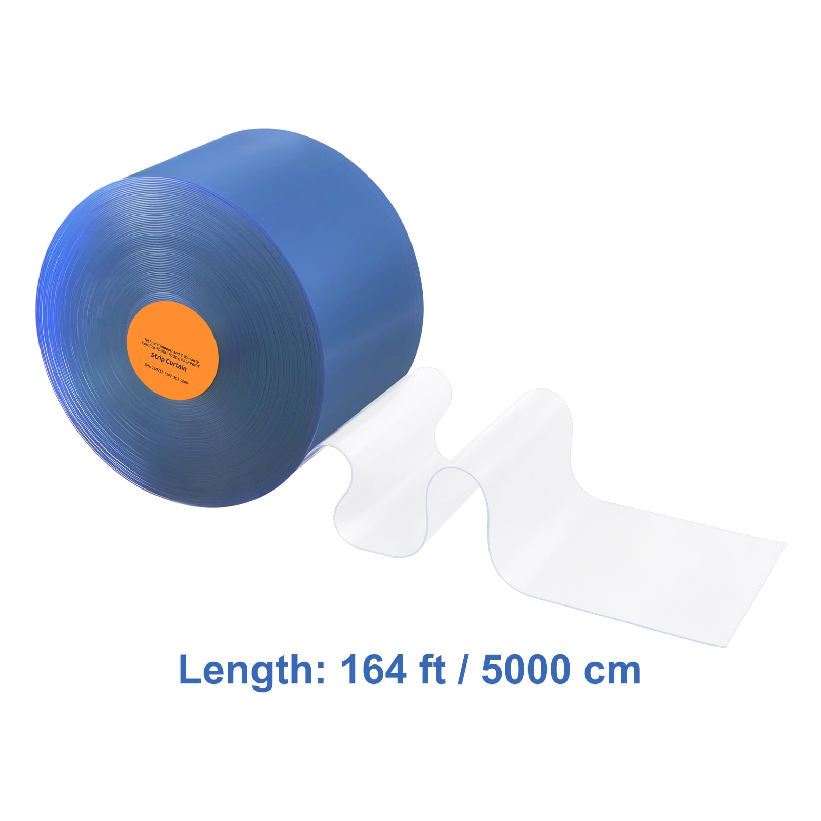 KFFKFF Clear PVC Strip Curtain, 164' Length x 8" Width x 0.08" Thickness, Smooth Plastic Door Strips for Entryways in Supermarkets, Garages, Warehouses, Barns, and Animal Shelters