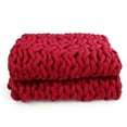 thumbnail image 1 of 59x47 inch Hand-woven Cotton Soft Chunky Knitted Bedding Blanket Bulky Thick Yarn Sofa Throw Rug - Machine Washable Lint-free, 1 of 8