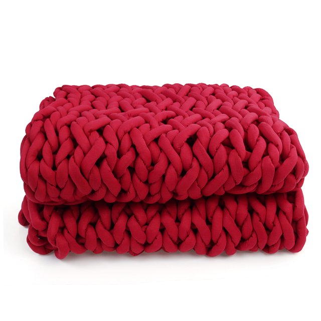 59x47 inch Hand-woven Cotton Soft Chunky Knitted Bedding Blanket Bulky Thick Yarn Sofa Throw Rug - Machine Washable Lint-free