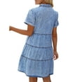 thumbnail image 4 of luvamia Babydoll Dress for Women Stylish Wash Tiered Swing Shirt Dress Bay Blue Size M, 4 of 9