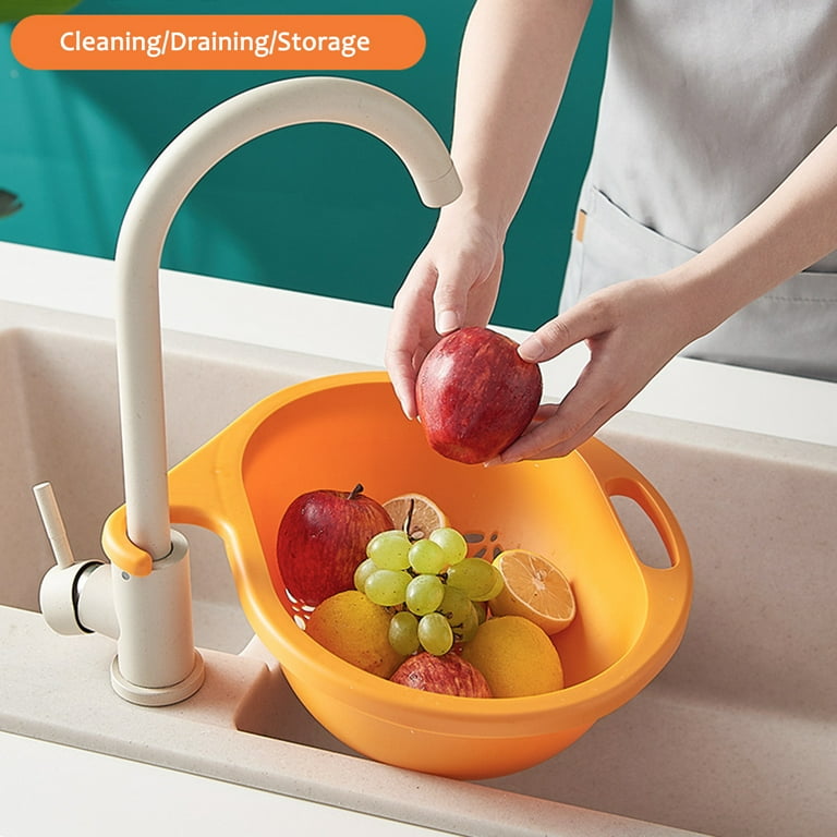 Kitchen Gadgets Telescopic Wash Basin Kitchen Accessories Draining Basket  Home Wash Fruit Tray Sink Water Filter Basket Shelf