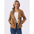 thumbnail image 3 of DARING DIVA Women's Faux Suede Long Sleeve Open Front Cropped Coat S Dark Brown, 3 of 7