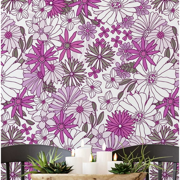 S4Sassy Removable Nature-Inspired Waterproof Wall Wrap, Finish Wallcover, Retro Floral Contact Paper For Walls, Cabinets, Dresser, Self Adhesive Vinyl Wallpaper Roll - Pink (25"X 120")