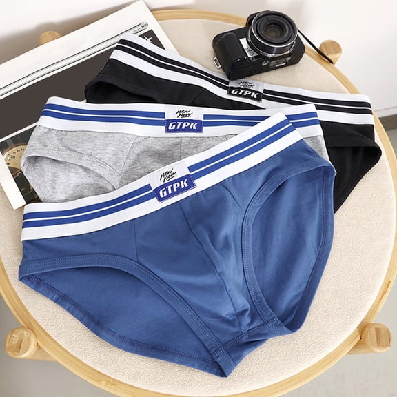 Joernso Men Briefs Mid-rise Elastic Waistband Breathable Color Matching Slim Fit Underwear with 3D Pouch Design Daily Wear