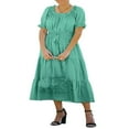 thumbnail image 4 of AMERTEER Femmes Été Boho Robes Casual Manches Courtes Floral Cravate Ceinture Robe Noire S, 4 of 8