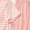 thumbnail image 4 of Besolor Ensembles de Pyjama pour Femmes Décontractés à Rayures, T-Shirts à Manches Courtes à Col Ras du Cou et Pantalons Capri, Tenue 2 Pcs, Vêtements de Nuit, Pyjamas, 4 of 6