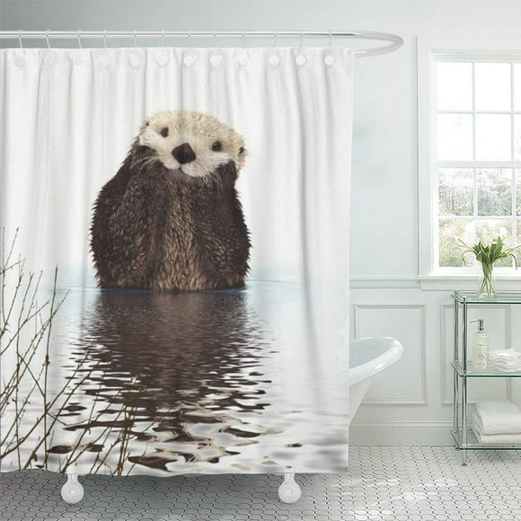 SUTTOM Mains Mignon Adorable Duveteux Joues de Loutre Reflets d'Eau Rideau de Douche 66x72 Pouces