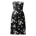thumbnail image 3 of ZHUASHUM Womens Dress Casual Floral Wrap Strapless Chest Print Beach Bohemian Female Dress Summer Ladies Casual Dress Grey L, 3 of 7