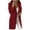 Red, variant on ICHUANYI Women Trendy Solid Mid Long Coat V Neck Lapel Jacket Outwear Fall Winter Clothes Outfits 2023