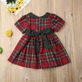 thumbnail image 5 of Douhoow Kid Girls Christmas Princess Dress Peter Pan Collar Bow Plaid A-Line Dresses, 5 of 8