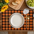 thumbnail image 4 of Black Orange Plaid Placemats Set of 8, Farmhouse Buffalo Check Gingham Placemats for Dining Table, Place Mats for Kitchen Tabletop, Waterproof Wipeable Dining Table Mats Set, 4 of 9