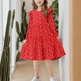 thumbnail image 6 of Spazoro Girls Tiered Midi Dress, Crew Neck Ruffled Long Sleeve Soft Floral Print Casual Party Dress Red Size 6, 6 of 6