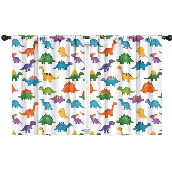 Blackout Kids Curtains,Colorful Dinosaur Assortment Pattern Childrens Insulated Curtains Set Of 2,Bedroom Essentials,Toddler Room Decor 42"x54"