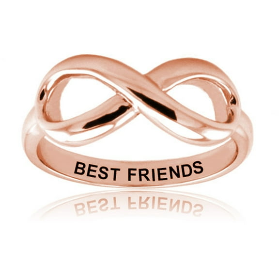 Tioneer Rose Gold Plated Sterling Silver Best Friends Classic Iconic Infinity Symbol Promise Ring