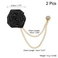 thumbnail image 2 of Uxcell Bridegroom Brooches Rose Flower, Cloth Lapel Pin Handmade with Fashion Gold Trim/Chain, Black 2 Pcs, 2 of 6