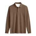 thumbnail image 6 of Hearthz S-4XL Men's Polo Shirts V-Neck Collared Long Sleeve Tshirts Shirts for Men Big and Tall Men Plain T Shirts Brown XXXL, 6 of 7