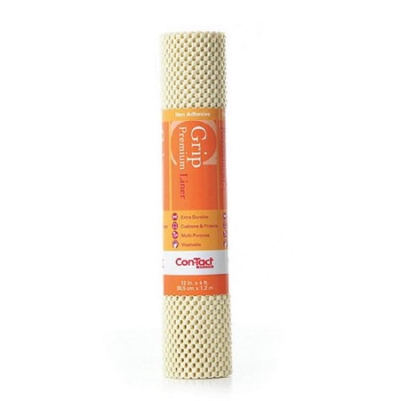 Con-Tact Brand Grip Premium Shelf Liner, Thick and Non-Adhesive Drawer Liner, Multi-Purpose and Easy to Use, 12" x 4', Almond, Pack of 1