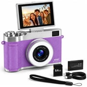 Digital Camera for Teens with 180° Flip Screen, 48MP Point and Shoot Camera, Y2K CCD Camera with Fill Light & SD Card, Selfie Vlogging Camera for Beginners